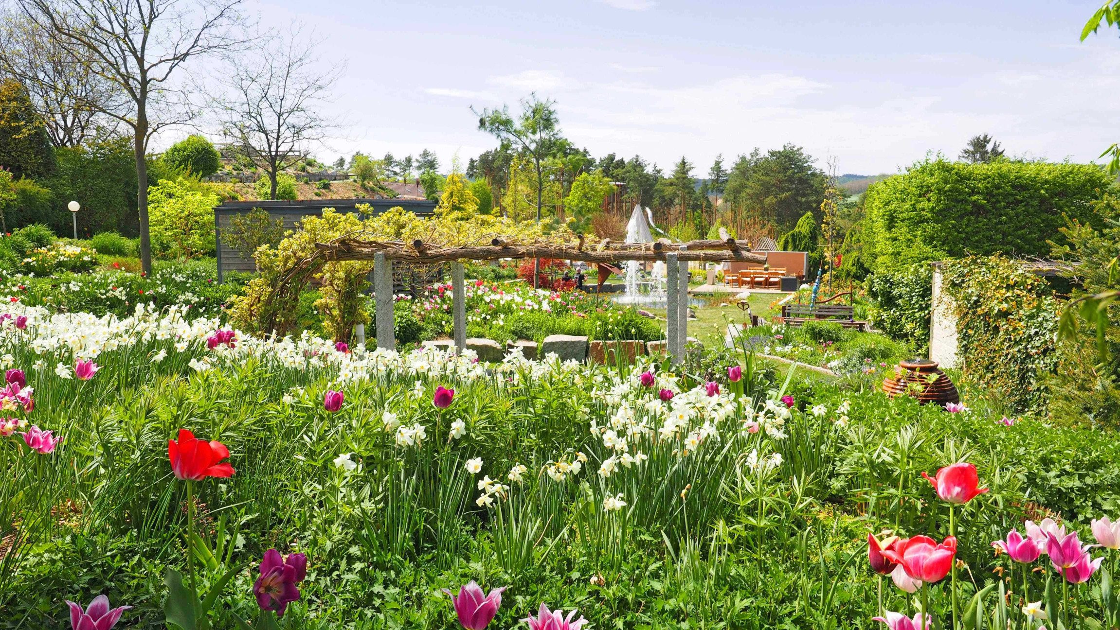 Ein buntes Blütenmeer im Frühling in den Kittenberger Erlebnisgärten.